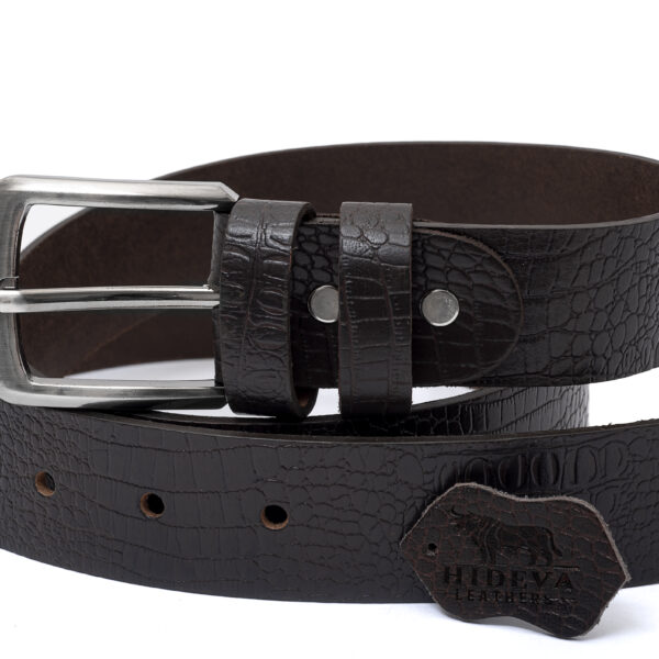 Casual Croco Leather Mens Belt - Brown
